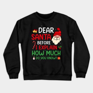 Dear Santa I Can Explain Funny Christmas Pajama Adults Kids Crewneck Sweatshirt